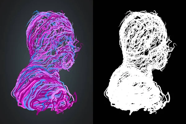 Soyut portre. Pembe eğrileri titreşim. 3D render — Stok fotoğraf