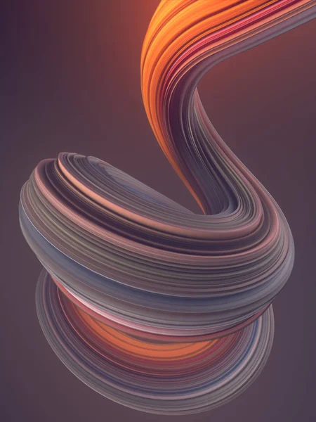 Renkli Soyut Bükülmüş Şekil Bilgisayar Geometrik Şekil Oluşturulan Render — Stok fotoğraf