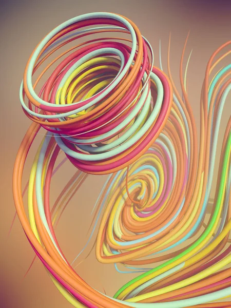 추상적인 색된 곡선 인터레이스 3 차원 렌더링 — 스톡 사진