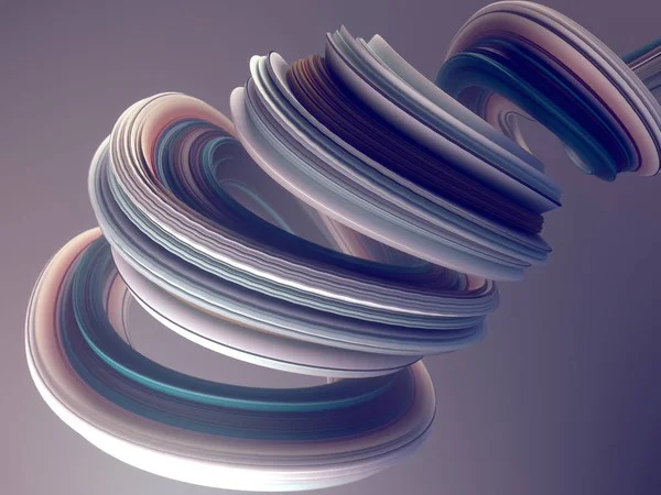 Colored twisted shape. Computer generated abstract geometric 3D render illustration — Stock Photo, Image