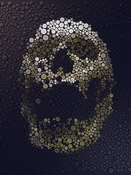 Abstract 3d rendering of skull with colored buttons — Stock Photo, Image