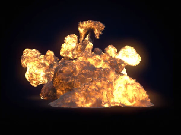 Gran bola de fuego aislada sobre fondo oscuro. renderizado 3d — Foto de Stock