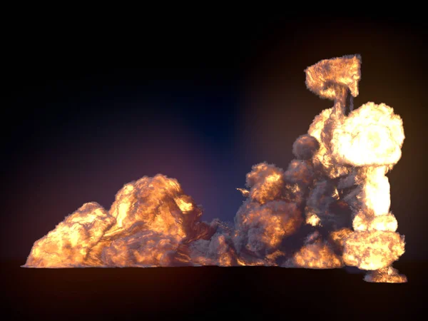 Велика вогняна куля ізольована на темному тлі. 3D візуалізація — стокове фото