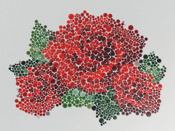 Roses rouges stylisées avec des boutons colorés rendu 3d — Photo