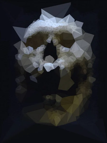 Абстрактний кольоровий низький полігональний череп. 3D візуалізація — стокове фото
