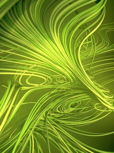 Curvas verdes abstractas entrelazadas. Renderizado 3D —  Fotos de Stock
