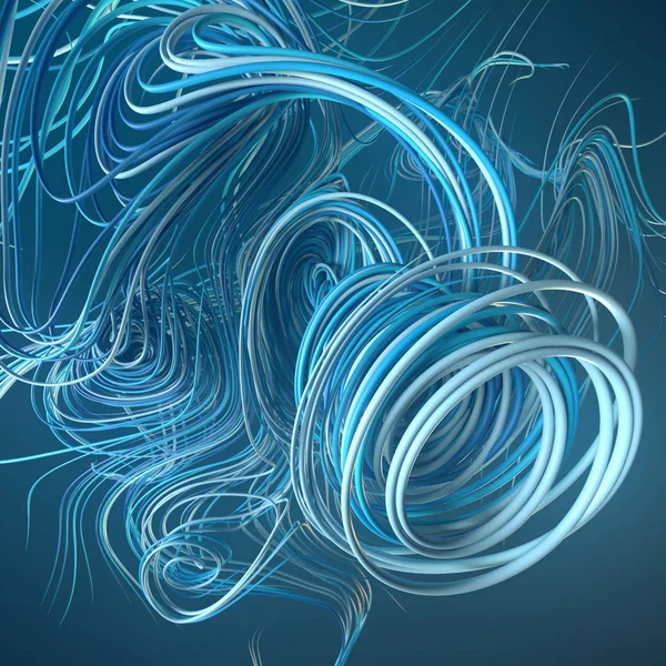 Interlacing abstract blue curves. 3D rendering — Stock Photo, Image