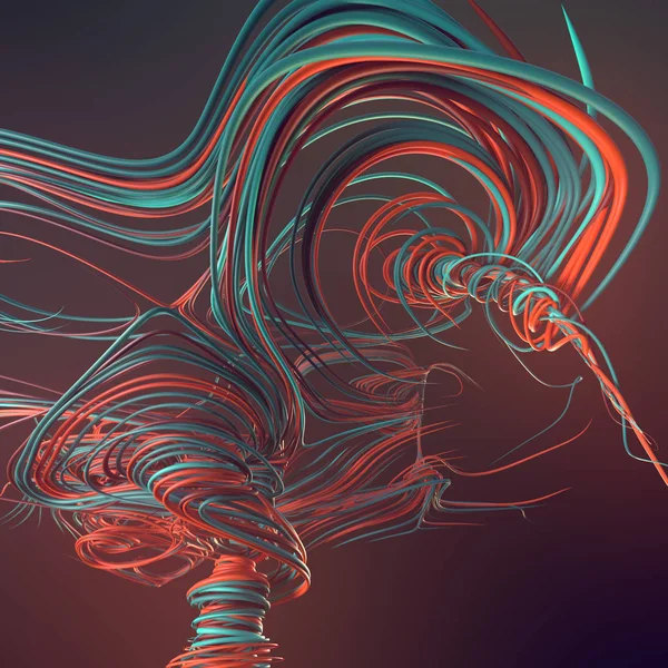 Entrelazando curvas abstractas de color. Renderizado 3D — Foto de Stock