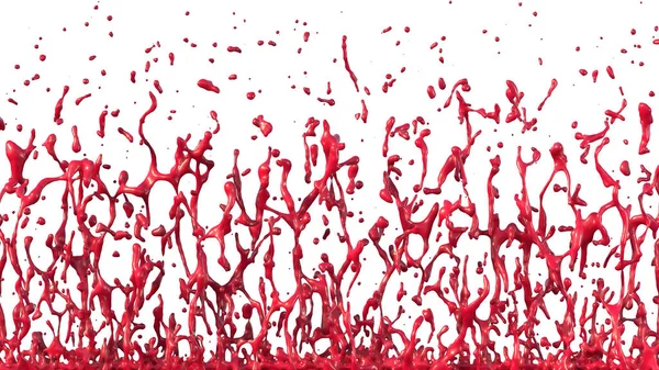 Salpicaduras de pintura roja sobre fondo blanco, representación 3d — Foto de Stock