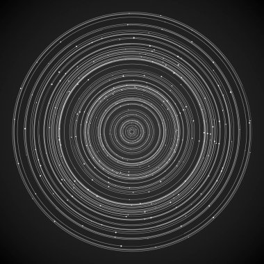 Karanlık bir arka plan üzerinde küçük boncuklar ile Magic beyaz halkalar. 3D render