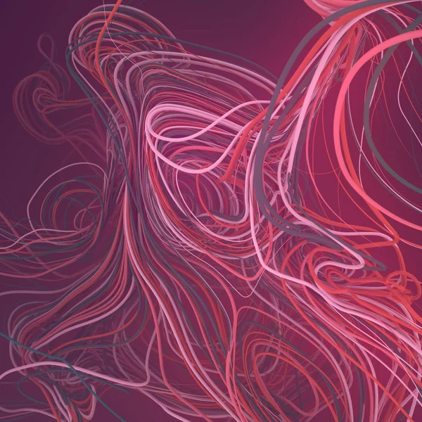 Entrelazando curvas rosas abstractas. Renderizado 3D — Foto de Stock