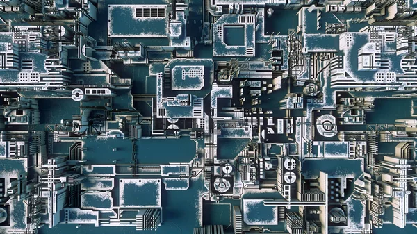 추상적인 푸른 미래 테크노 패턴입니다. 디지털 3 차원 일러스트 레이 션 — 스톡 사진