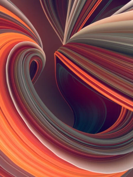 Gekleurde gedraaide vorm. Computer gegenereerde abstracte geometrische 3d render illustratie — Stockfoto