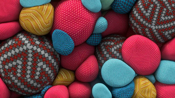 3D render örme bir doku ile renkli kayan küre. Soyut kompozisyon