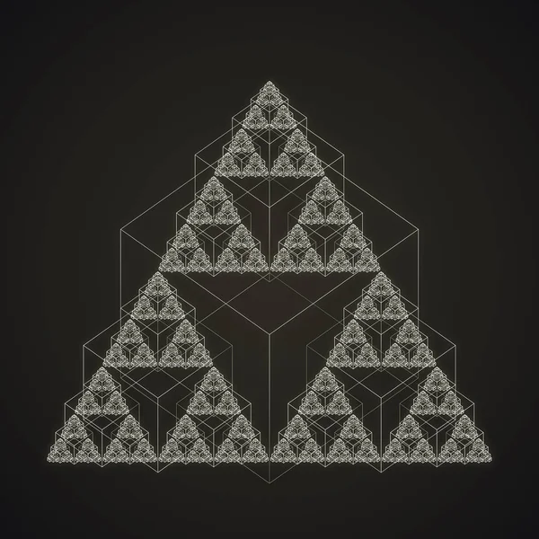 Abstraktní geometrické trojúhelník fraktální obrazec 3d vykreslování — Stock fotografie