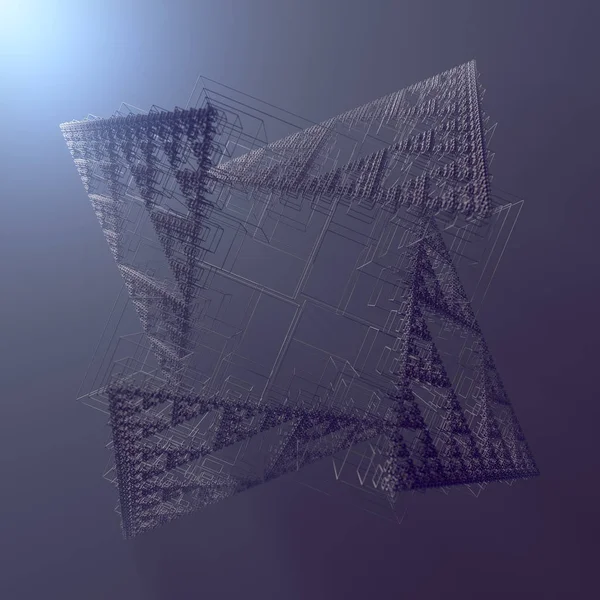 抽象的な幾何学的な線のフラクタル図形の 3 d レンダリング — ストック写真