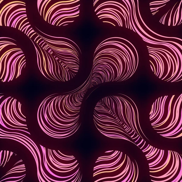 Forma abstracta oscura con líneas luminosas coloridas en el interior. renderizado 3d — Foto de Stock
