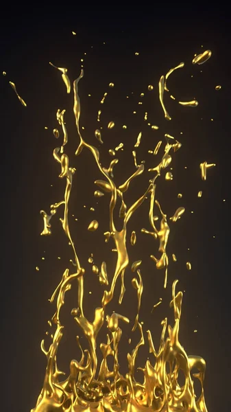 Altın sıçrama üzerinde karanlık 3d render izole