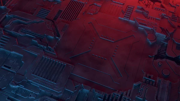 Soyut metalik desen. Fütüristik techno arka plan tarafından renkli ışıklar yanar. Dijital 3d illüstrasyon