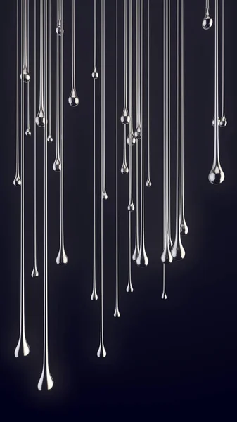 Composición abstracta de gotas de plata estilizadas. renderizado 3d — Foto de Stock