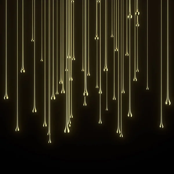 Abstract composition of stylized golden drops. 3d rendering — Stock Photo, Image