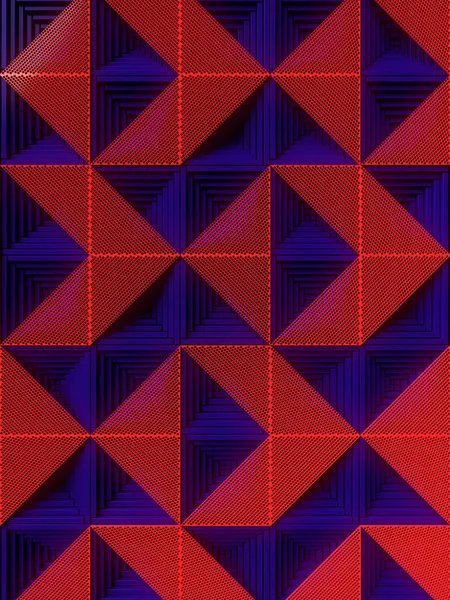 Dunkelblaue Oberfläche mit einem Muster roter Platten. 3D-Darstellung — Stockfoto