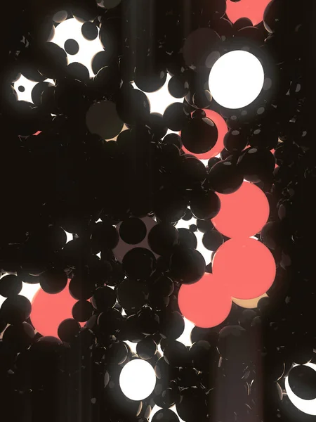 Gekleurde gloeiende ballen op zwarte achtergrond 3D-rendering — Stockfoto