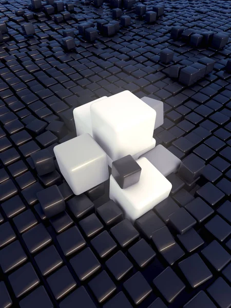 Abstrakti maisema kolmiulotteinen laatikot tausta. 3d-renderointi — kuvapankkivalokuva