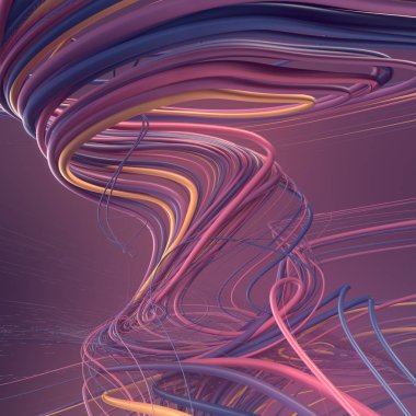 Interlacing abstract blue and pink curves. 3D rendering clipart