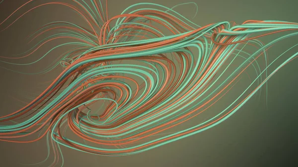 Переплетення абстрактних зелених кривих. 3D візуалізація — стокове фото