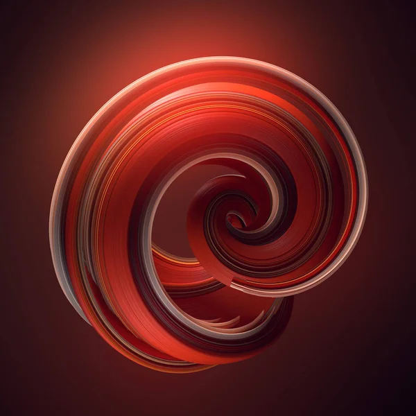 Forma roja retorcida. Ilustración de renderizado 3D geométrica abstracta generada por computadora —  Fotos de Stock