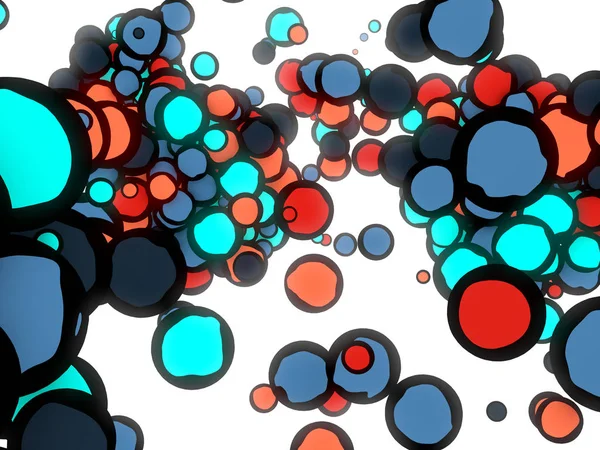 Abstrakt bild av färgglada bollar isolerad på vit bakgrund. 3D-rendering — Stockfoto