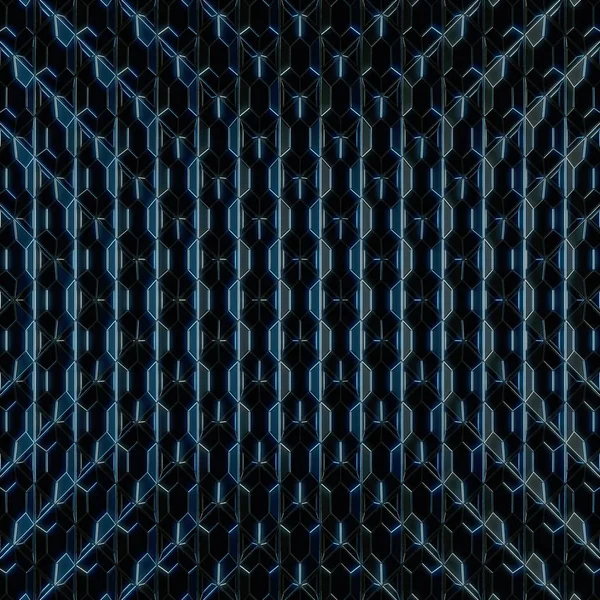 Dark reflective metallic abstract surface pattern. 3d rendering