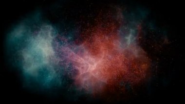 Soyut animasyon parlak bulutsular ve yıldız üzerinden uçan kamera. 3D render