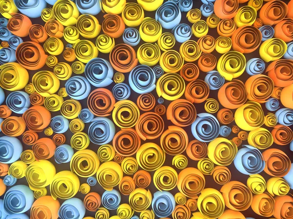 Abstrakcja ilustracja wykonane z papieru quilling kwiaty z różnych odcieni kolorów wiosny. renderowania 3D — Zdjęcie stockowe