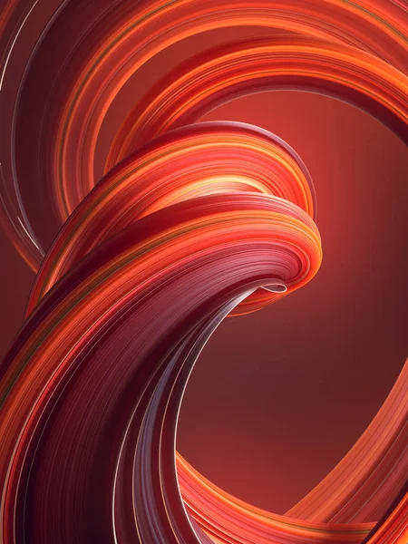 Renkli bükülmüş şekil. Oluşturulan bilgisayar soyut geometrik 3d render illüstrasyon