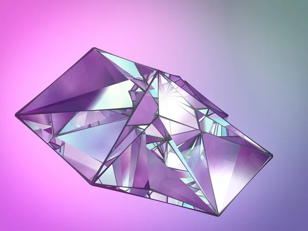 Polygonal crystal on colored backdrop. Abstract background for your design. 3d rendering — Stock Photo, Image