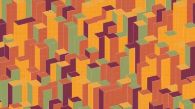Rastgele hareket eden düz küplerin arka planı. Kusursuz döngü animasyonu. 3 boyutlu görüntüleme. 4k, Uhd
