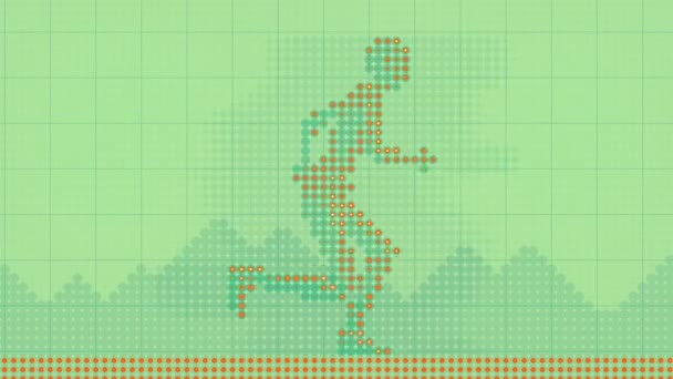 Hombre corriendo color punto patrón silueta de diseño. animación 3d renderizado bucle 4K — Vídeos de Stock