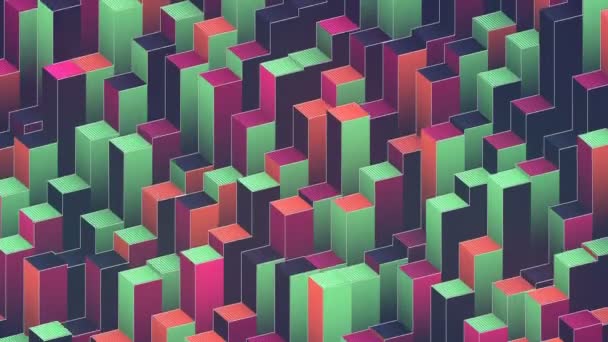 Diseño de patrones de cubos de colores. Animación de bucle sin costura digital. 3D render. 4K UHD — Vídeos de Stock
