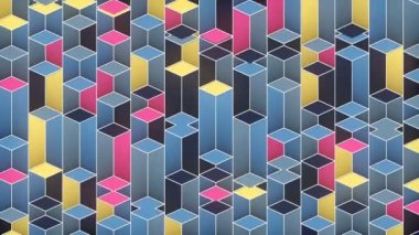 Hareket grafik tasarımı için düz geometrik desen. 3 boyutlu döngü animasyonu. 4k