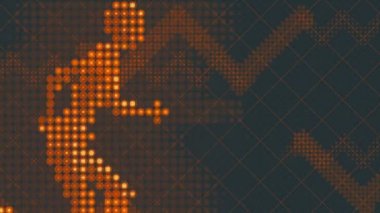 Running man side view. Flat pattern of colored dots. 3d render loop animation HD