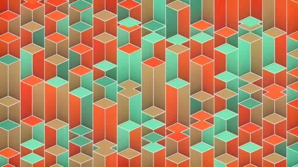 Diseño de patrones de cubos de colores. Fondo plano abstracto. animación 3d renderizado bucle — Vídeo de stock
