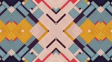 Renkli kaleydoskop Vj dizisi deseni. 3 boyutlu döngü animasyonu. 4k, Uhd