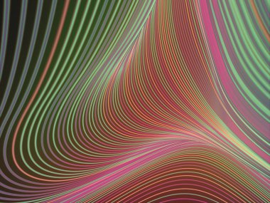 Bilgisayar dalga bandı geometrik desen oluşturdu. Çeşitli renkli çizgilerden oluşan modern tarz soyutlaması. Fütürist tasarım kapağı. Sunum şablonu. 3d oluşturma