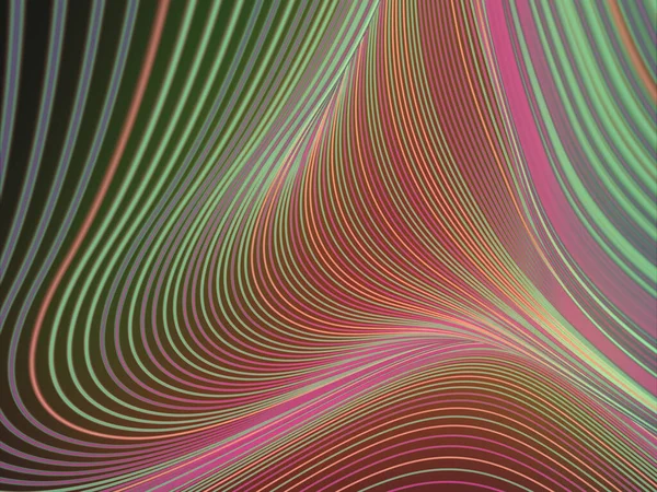 计算机生成的波带几何图案 现代风格的抽象 构图由各种彩色线条组成 未来派设计封面 演示模板 3D渲染 — 图库照片