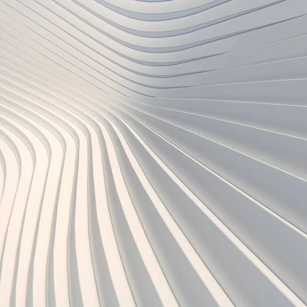 波浪弯曲白色抽象背景表面 计算机生成几何图形 小册子的封面设计 数字插图 3D渲染 — 图库照片