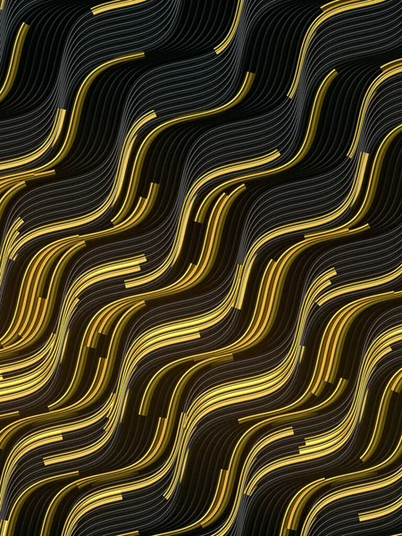 Волнистый Узор Диагональными Золотыми Светящимися Линиями Темной Пластиковой Поверхности Роскошный — стоковое фото