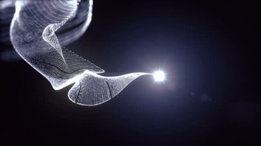 Organik parçacık izlerinin animasyonu. Alan etkisinin derinliğine sahip dalgalı bir form. 4K