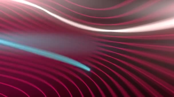 Alambres ondulados deformados de arte lineal con elementos brillantes en movimiento animación en bucle 3D — Vídeo de stock